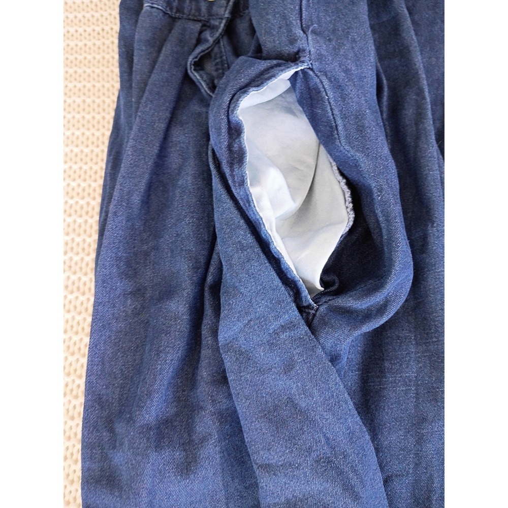 Blue Denim Cottagecore Button Front Midi Shirt Dress w/ Pockets 2XL 75% Cotton - Picture 11 of 13